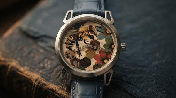 Editorial illustration for From Wood to Mother-of-Pearl: How Marquetry Materials Shape a Watch Dial's Light, Depth and Texture