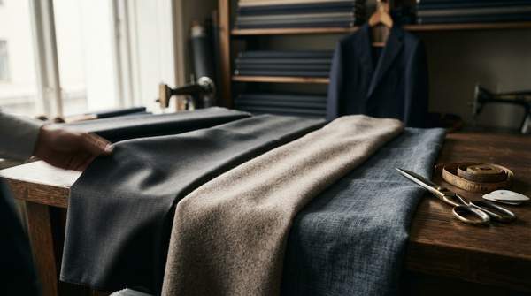Editorial illustration for Super 150s Wool, Cashmere Blends, or Linen: Choosing the Right Luxury Fabric for Your Bespoke Suit